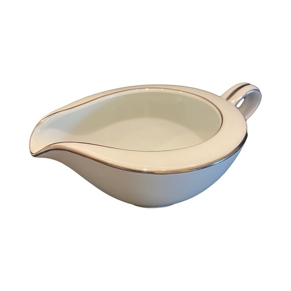 Noritake White and Silver Sugar and Creamer Set - Picture 3 of 6